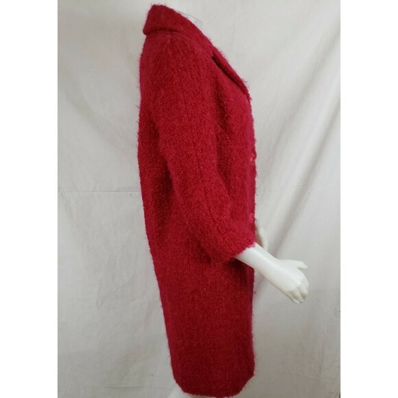 Vintage Jack Bloom Mohair Wool Boucle Coat Womens S Red Nubby Bracelet Sleeve - Picture 6 of 12